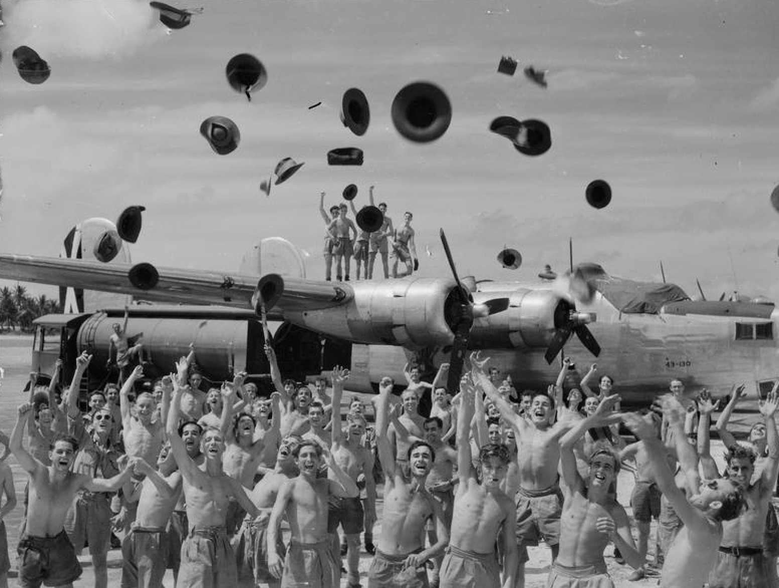 V-J celebrations on an aircraft carrier